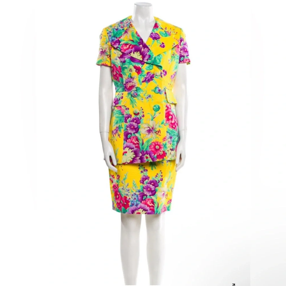 Georges Rech Floral Yellow Skirt Suit - Picture 3 of 8
